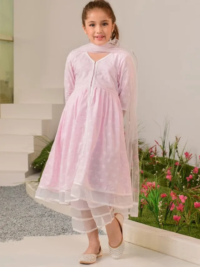 pspeaches Girls Printed Kurta with Palazzos With Dupatta