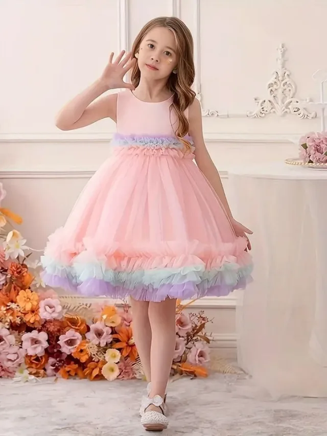 BAESD Girls Net Fit & Flare Dress