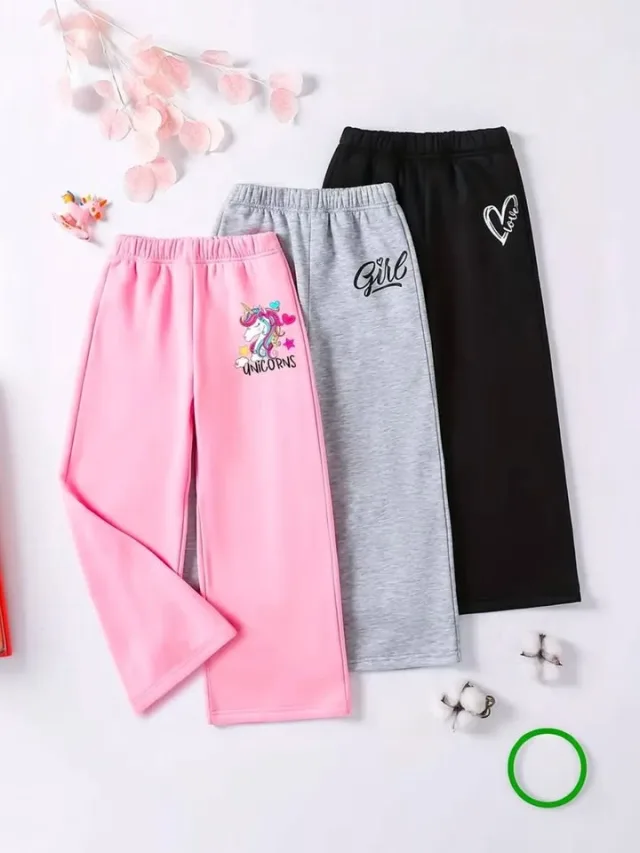 NAUGHTYMEN Girls Relaxed Fit Graphic Print Track Pants