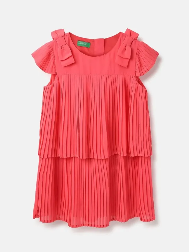 United Colors of Benetton Girls Round Neck A-Line Dress