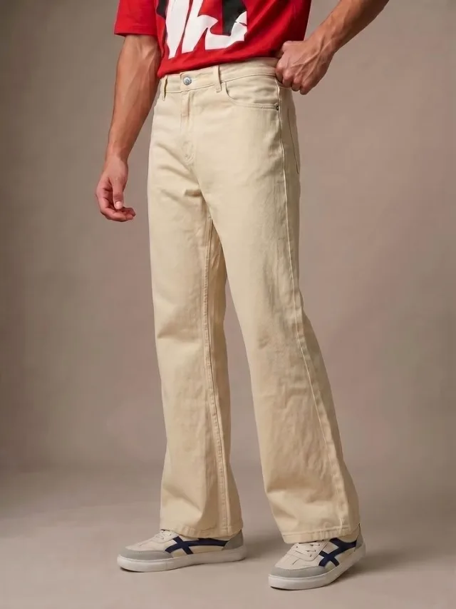 glitchez Men Cotton Bootcut Jeans