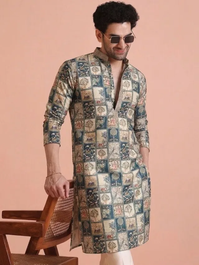 LADY BERRY Multicolor Men Kurta
