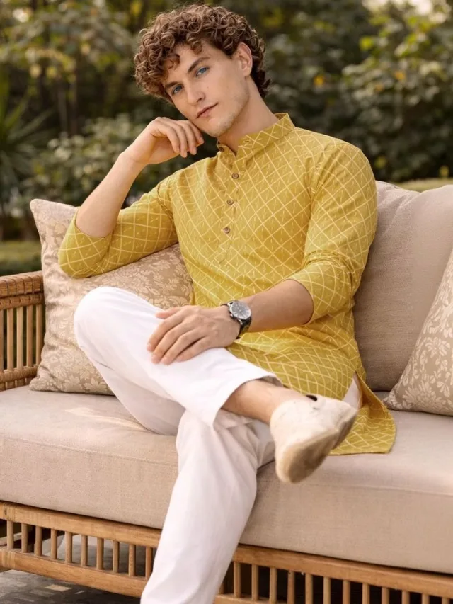 Anouk Men Geometric Printed Kurta