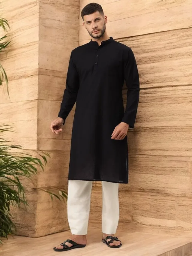 Kryptic Men Cotton Straight Kurta