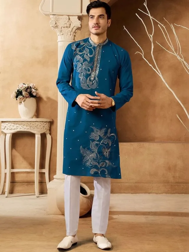 House of Pataudi Embroidered Calf Length Kurtas