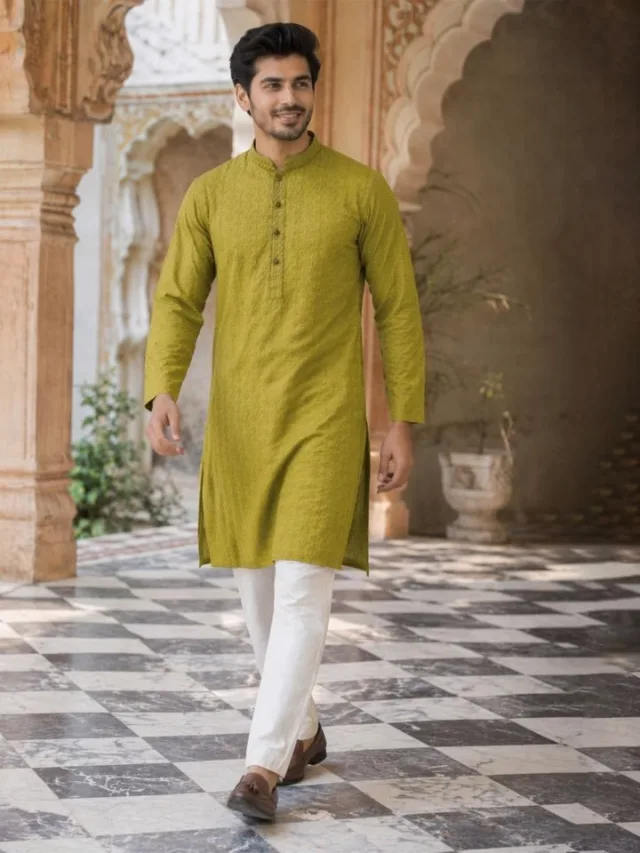 House of Pataudi Woven Design Straight Kurta