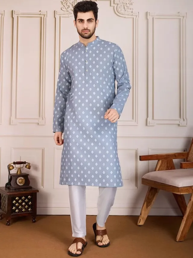 House of Pataudi Vishnu Printed Cotton Kurta