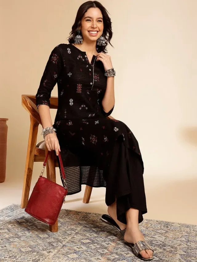 Anouk Printed Cotton Straight Kurta
